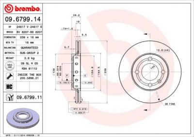 Brembo 09.6799.11 тормозной диск на VW LUPO (6X1, 6E1)