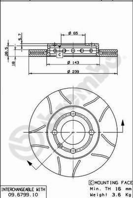 Brembo 09.6799.75 тормозной диск на VW LUPO (6X1, 6E1)