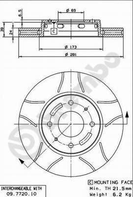 Brembo 09.7720.75 тормозной диск на MITSUBISHI CARISMA седан (DA_)