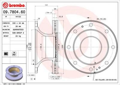 Brembo 09.7804.60 тормозной диск на IVECO EuroCargo