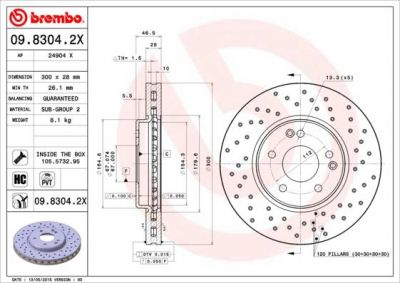 Brembo 09.8304.2X тормозной диск на MERCEDES-BENZ C-CLASS (W203)