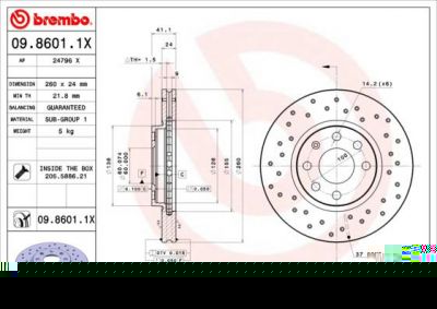 Brembo 09.8601.1X тормозной диск на OPEL COMBO Tour