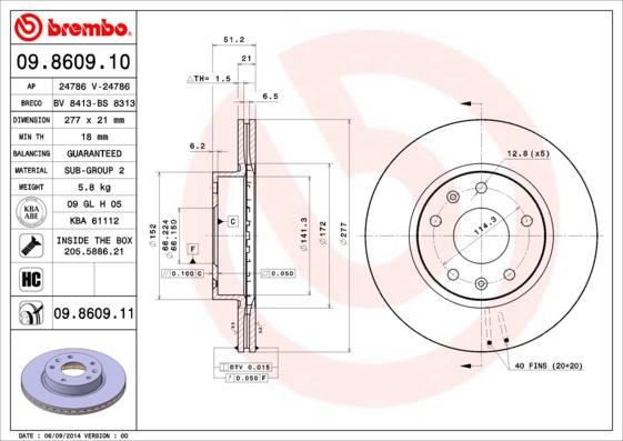 BREMBO Диск тормозной LANDROVER FREELANDER 1.8-2.5 98-06 передний (562225J, 09.8609.10)
