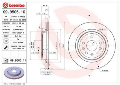 Brembo 09.9505.11 тормозной диск на SAAB 9-3 (YS3F)
