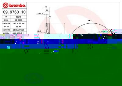 BREMBO Диск тормозной вент. передний IVECO DAILY III Flatbed (2996121, 09.9760.10)