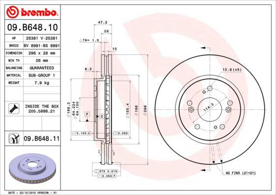 BREMBO Диск тормозной 09.B648.10 (09.B648.10)