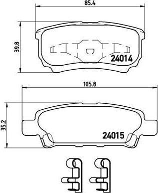 BREMBO К-т тормозных колодок задний MITSUBISHI LANCER VII 09/03- /OUTLANDER 05/03- (MR955068, P54034)