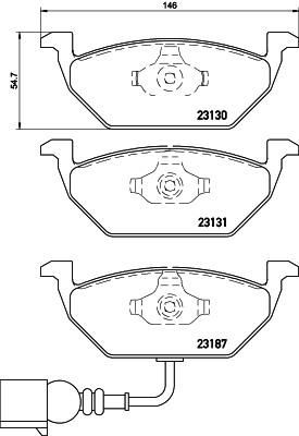 BREMBO Колодки передние AD A3 VW G4 с датчиком (1J0698151D, P85072)
