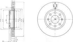 DELPHI Диск тормозной OPEL CORSA D 06-/FIAT PUNTO 09- передний вент. (цена за 1 шт., в упак. 2 шт.) (55700920, BG4004)