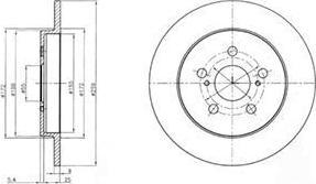 Delphi BG4201 тормозной диск на TOYOTA PRIUS (ZVW3_)