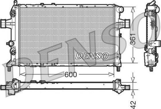 DENSO Радиатор охлаждения OPEL Astra G/Zafira 2,0TDI 98-04 (с АС) (1300407, DRM20016)