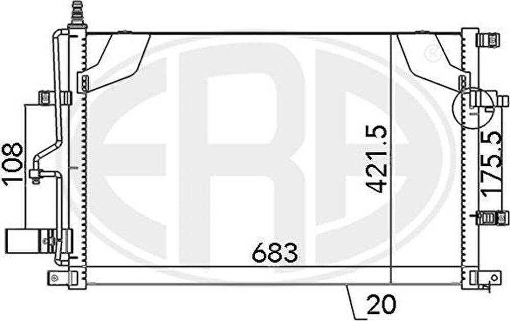 Era 667124 конденсатор, кондиционер на VOLVO S80 I (TS, XY)