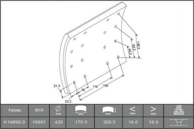 Ferodo K19890.0-F3658 комплект тормозных башмаков, барабанные тормоза на DAF 95