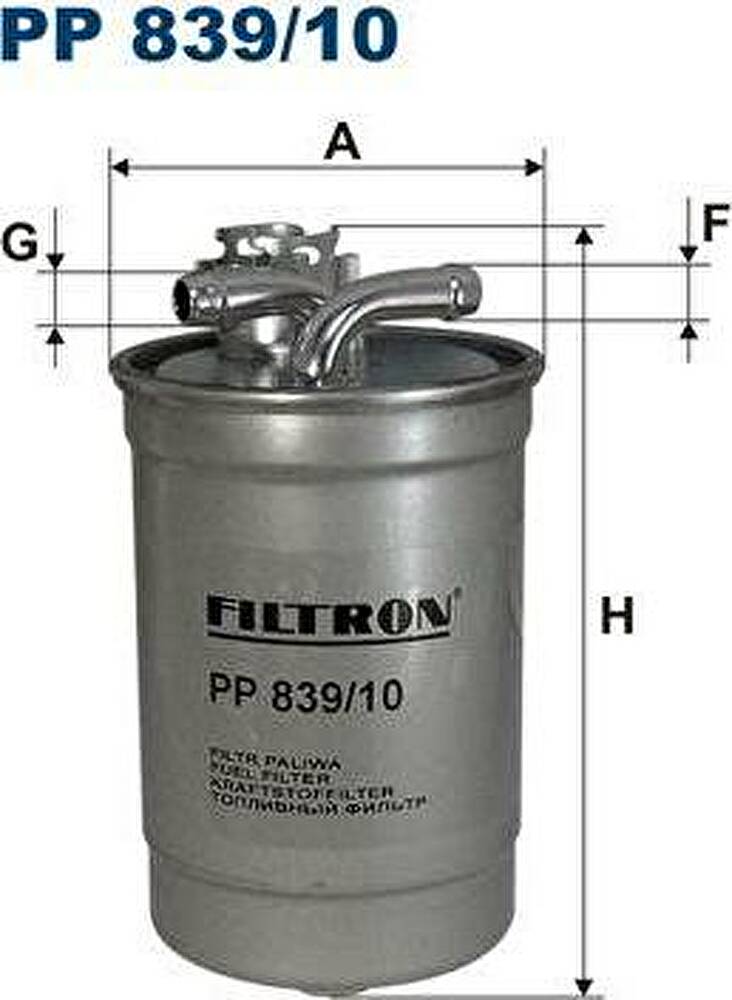 FILTRON Фильтр топливный AUDI A4/A6 2.0-3.0TDI (8E0127435A, PP839/10)