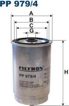 FILTRON Фильтр топливный HYUNDAI Getz/Accent(MC)/H-1/Matrix/Santa Fe//Cerato/Sorento/Sportage II 1,5CRDI-2,5CRDI 06-> (319222B900, PP979/4)