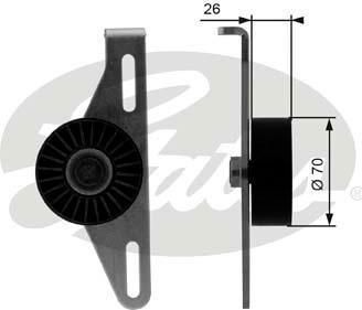 GATES Натяжной ролик, поликлиновой ремень RENAULTLOGAN (LS_) 1.4 (7700105325, T38484)