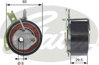 GATES Натяжитель ремня ГРМ CITROEN/PEUGEOT/FORD/LAND ROVER/MITSUBISHI 2.2D 06- (0829E8, T43186)