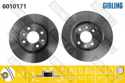 Girling 6010171 тормозной диск на RENAULT 25 (B29_)