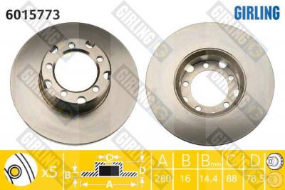 Girling 6015773 тормозной диск на MERCEDES-BENZ T1 фургон (602)