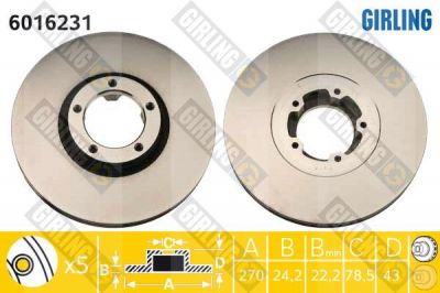 Girling 6016231 тормозной диск на FORD TRANSIT c бортовой платформой/ходовая часть (E_ _)