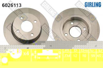 Girling 6026113 тормозной диск на NISSAN MICRA II (K11)