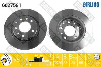 Girling 6027581 тормозной диск на VW GOLF III (1H1)