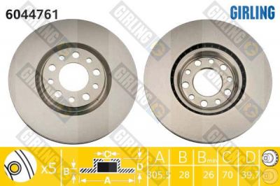 Girling 6044761 тормозной диск на ALFA ROMEO 159 (939)