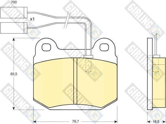 Girling 6103642 комплект тормозных колодок, дисковый тормоз на ALFA ROMEO 75 (162B)