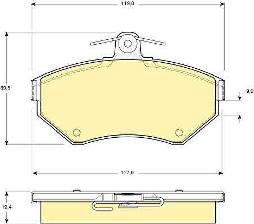 GIRLING Колодки тормозные передние AUDI A4 1.6 1.8 1.9D 95>00 VOLKSWAGEN PASSAT 97>00 G3 CADDY 95>04 POLO 95>01 (8E0698151N, 6112661)