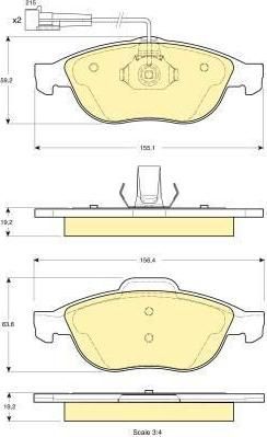 Girling 6113372 комплект тормозных колодок, дисковый тормоз на ALFA ROMEO 156 (932)