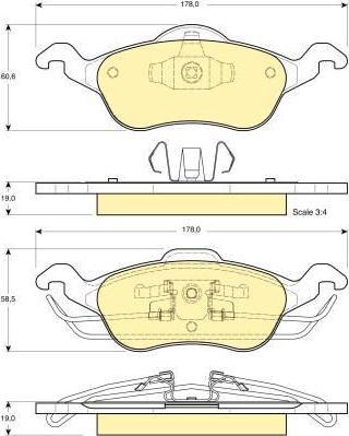 GIRLING Колодки тормозные передние FORD FOCUS 98>05 (1136519, 6113582)