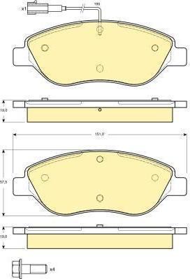 Girling 6114844 комплект тормозных колодок, дисковый тормоз на FIAT STILO (192)