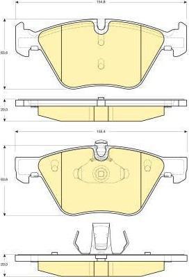 GIRLING Колодки торм. передние E90 E60 E61 155,1X63,5X20,3mm (34116763617, 6115592)