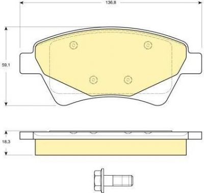 GIRLING Колодки тормозные передние RENAULT MEGANE II 03> 136,8x59,1x18,3mm (7701209444, 6115974)