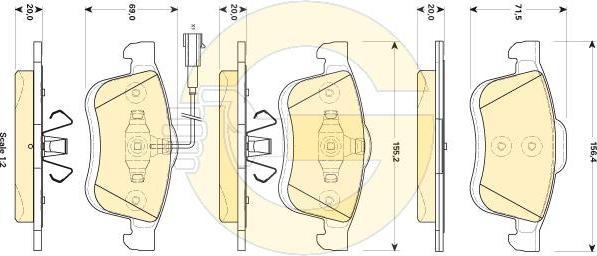 GIRLING Колодки тормозные FIAT DOBLO 01- передние (77365396, 6118644)