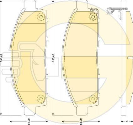 GIRLING Колодки тормозные передние MITSUBISHI PAJERO SPORT MONTERO SPORT 08> L200 05> (4605A284, 6134359)