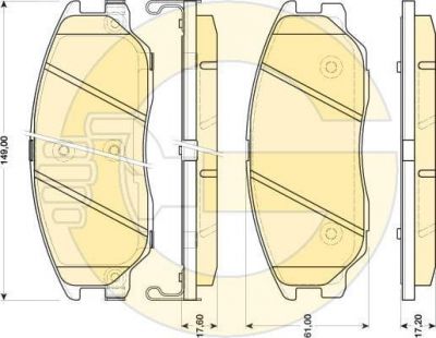 GIRLING Колодки тормозные перед. HYUNDAI Terracan 2,5-3,5L 02-> (58101H1A80, 6134659)