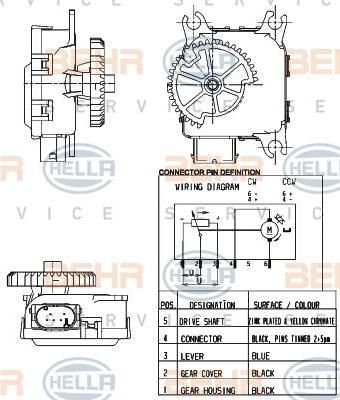 Hella 6NW 351 344-001 регулировочный элемент, смесительный клапан на SEAT CORDOBA (6L2)