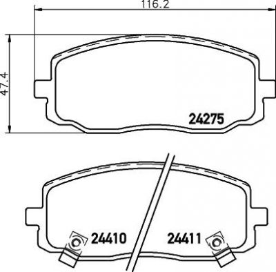 Hella 8DB 355 006-571 комплект тормозных колодок, дисковый тормоз на HYUNDAI i10 (PA)