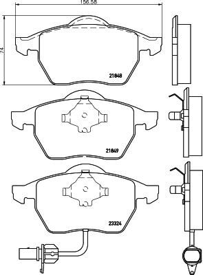 Hella 8DB 355 008-911 комплект тормозных колодок, дисковый тормоз на VW SHARAN (7M8, 7M9, 7M6)