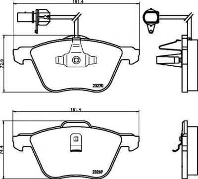 Hella 8DB 355 008-921 комплект тормозных колодок, дисковый тормоз на VW SHARAN (7M8, 7M9, 7M6)