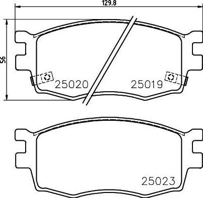 Hella 8DB 355 014-921 комплект тормозных колодок, дисковый тормоз на HYUNDAI i20 (PB, PBT)