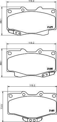Hella 8DB 355 016-401 комплект тормозных колодок, дисковый тормоз на TOYOTA HILUX II пикап (LN8_, RN5_, LN6_, YN6_, YN5_, LN5_, RN6_)