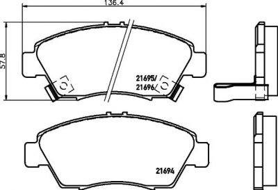 Hella 8DB 355 016-461 комплект тормозных колодок, дисковый тормоз на HONDA CIVIC VII седан (ES)