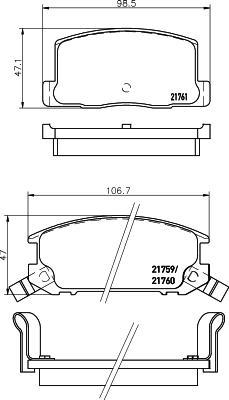 Hella 8DB 355 016-741 комплект тормозных колодок, дисковый тормоз на TOYOTA MR 2 III (ZZW3_)