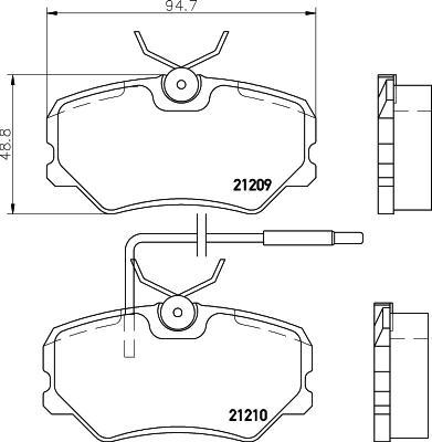 Hella 8DB 355 017-741 комплект тормозных колодок, дисковый тормоз на PEUGEOT 405 I Break (15E)