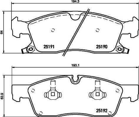Hella 8DB 355 019-621 комплект тормозных колодок, дисковый тормоз на JEEP GRAND CHEROKEE IV (WK, WK2)
