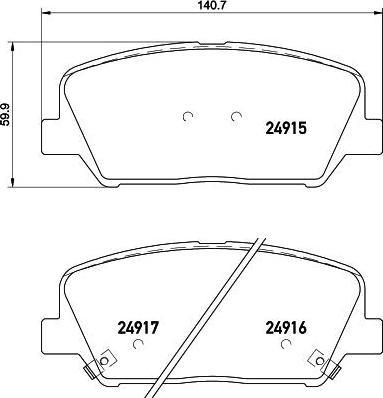 Hella 8DB 355 028-781 комплект тормозных колодок, дисковый тормоз на HYUNDAI GRANDEUR (HG)