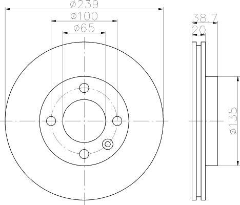 Hella 8DD 355 100-191 тормозной диск на AUDI 80 (81, 85, B2)