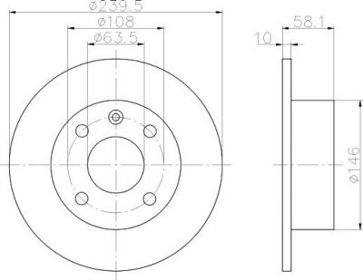 Hella 8DD 355 100-541 тормозной диск на FORD ESCORT III (GAA)